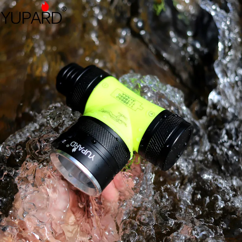 УФ фиолетовый светодиодный водонепроницаемый фонарик для дайвинга T6 L2 желтый