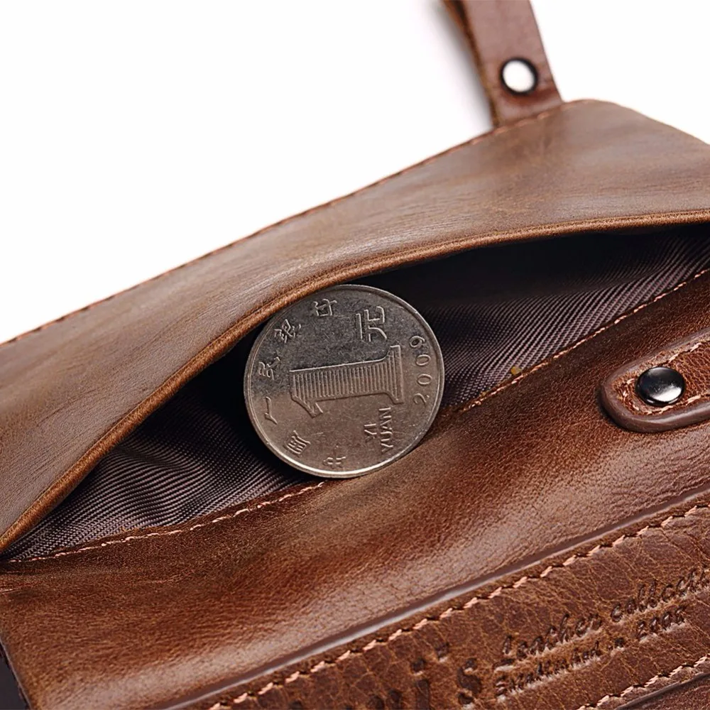 Мужской кошелек KAVIS из натуральной воловьей кожи мужской для монет с двойной