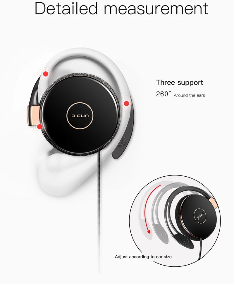 Picun L1 стерео ушные крючки Проводные спортивные наушники HiFi наушники для бега с микрофоном гарнитура для телефона ПК i Pad MP3