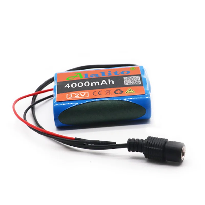 Alalito 12V 4000mAh 18650 литий ионная аккумуляторная батарея для камеры видеонаблюдения 3A