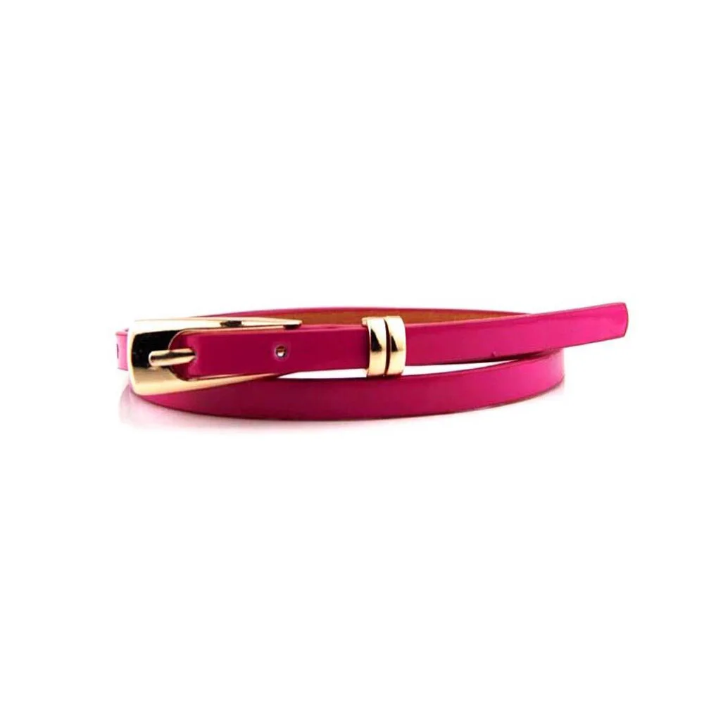 rose red Модный красивый цветной женский пояс из искусственной кожи, тонкий конфетных цветов, тонкий регулируемый пояс - Цвет: rose red