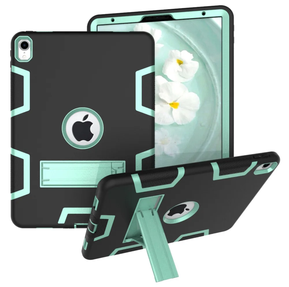 Чехол Funda Shell Capa Cover для Apple iPad Pro 11 дюймов 2018 года из силикона, ударопрочный, резиновый, жесткий, с подставкой.