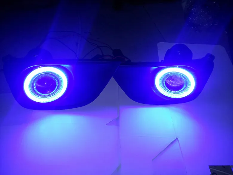 

Osmrk LED DRL daytime running light COB angel eye + E13 Projector lens + fog lamp cover for toyota vios 2014-2015