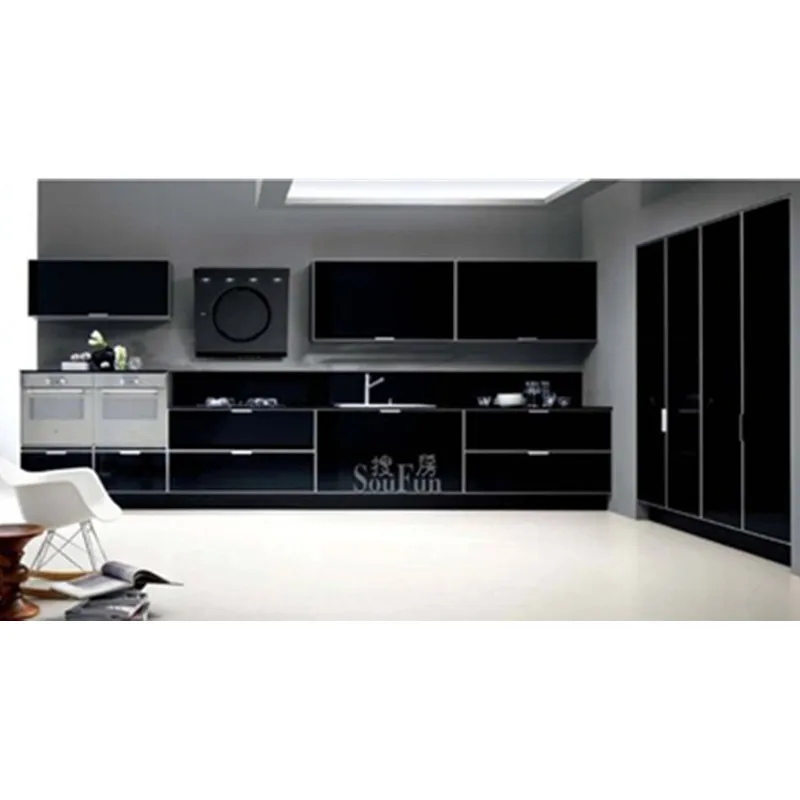 Сделано в Китае современный черный кухонный шкаф|kitchen cabinet|modern kitchen cabinetskitchen cabinet