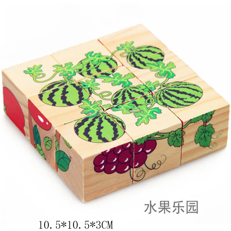 

9pcs/set 3D Wooden Puzzle Toys Animal Model Education toy Six Sides Animal Pattern Hexahedral Jigsaw Puzzle for Children Kids