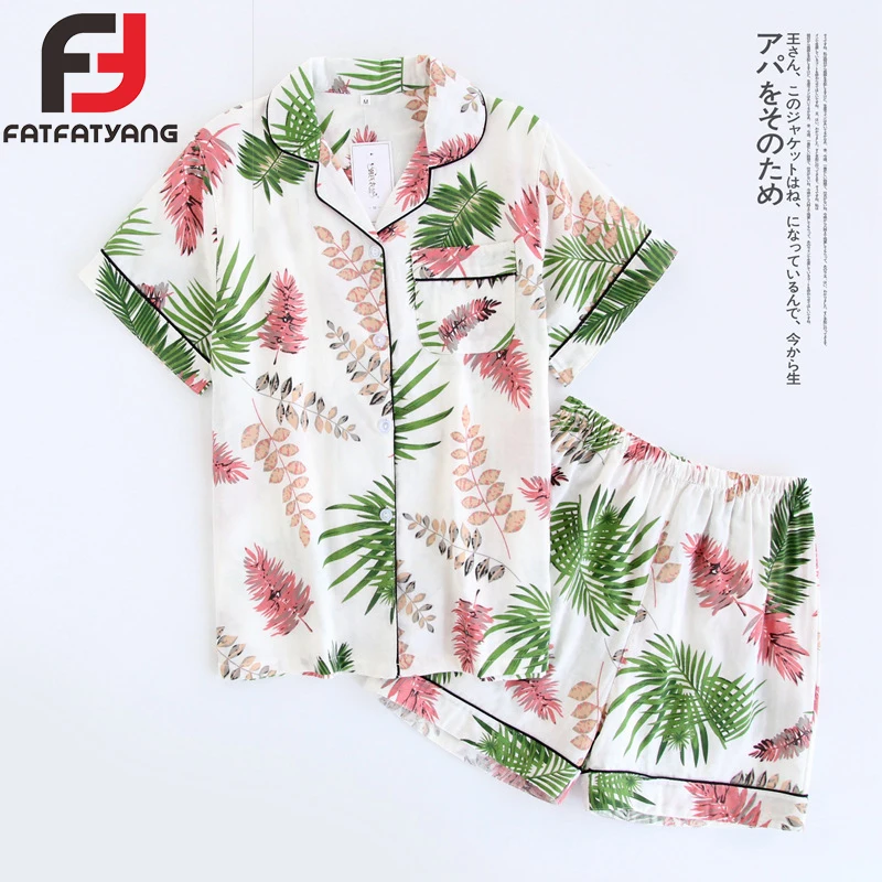 Модная Пижама для женщин с Фламинго Цветы Листья печати хлопок пижама топы и