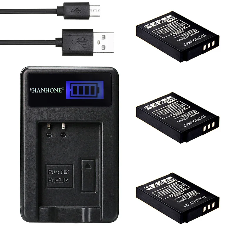 3 шт. аккумулятор на 1900 мАч и зарядное устройство USB с ЖК-дисплеем для Nikon Coolpix A900 AW100
