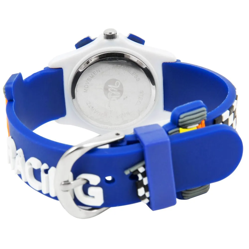 PENGNATATE Children Racing Cartoon Watches Fashion 3D Silicone Watchband Kids Watch Boy Blue Bracelet Wristwatch Cute Gift Clock | Наручные