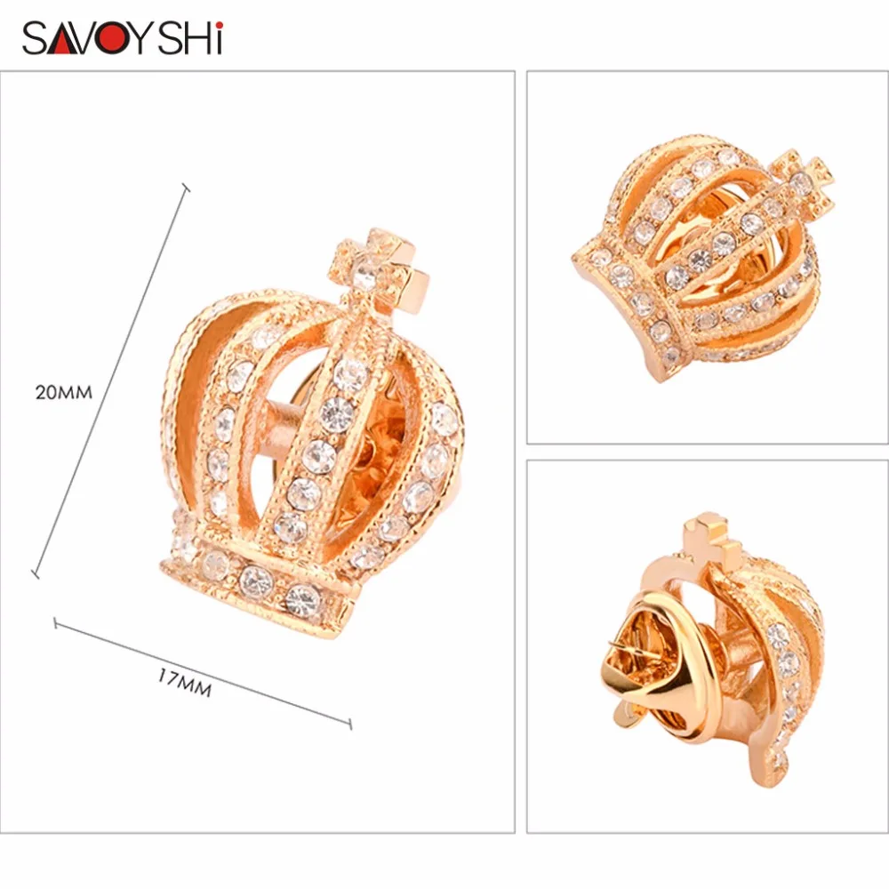 SAVOYSHI брошь в виде хрустальной короны, булавки для женщин, броши для мужчин, Золотая брошь на воротник, модные ювелирные изделия, вечерние, подарок на помолвку