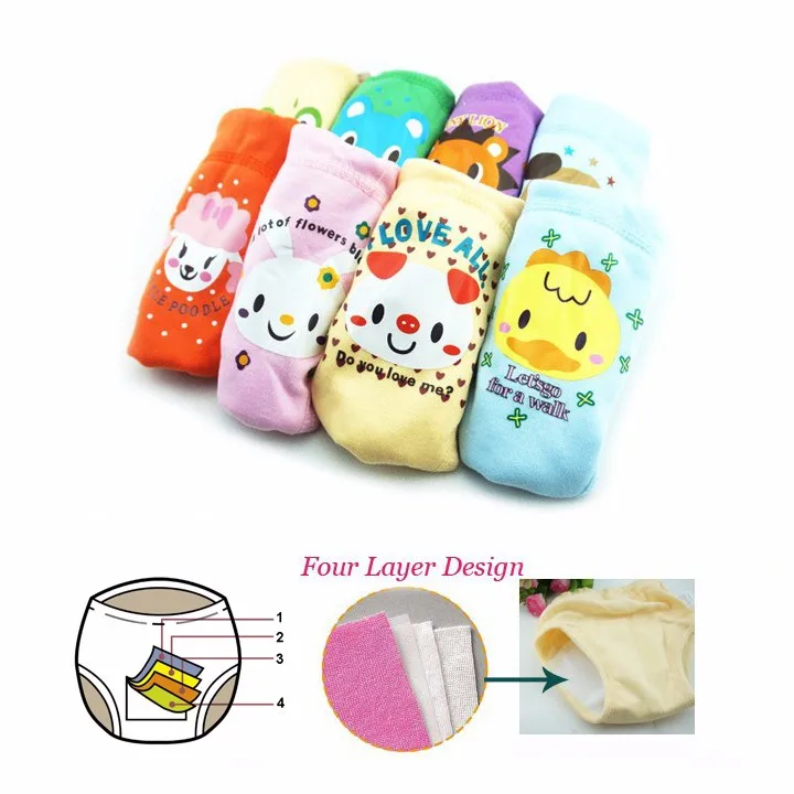 4 шт./партия детские штаны трусики для приучения к горшку мальчиков и девочек