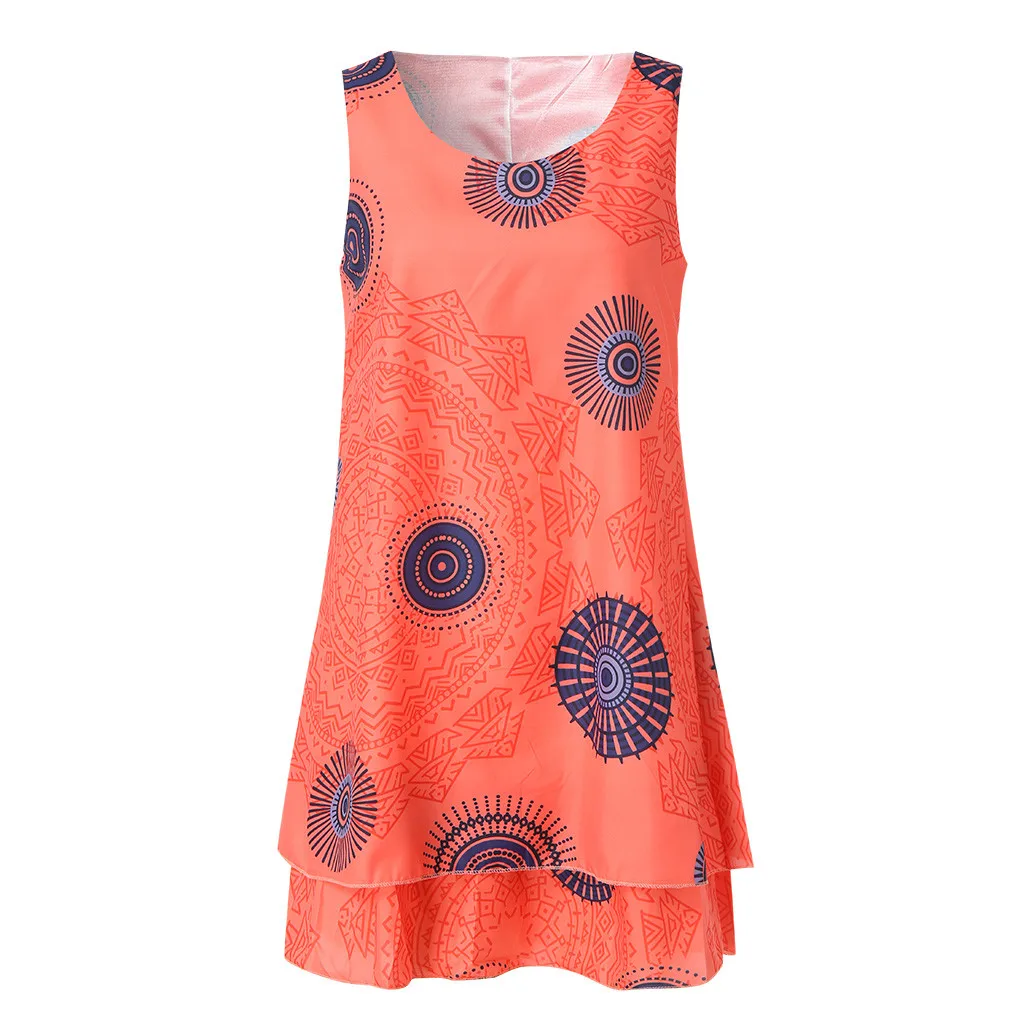 Летнее женское платье большого размера Пляжное Платье с принтом мини без