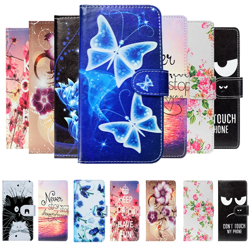 Чехол для Fly View с принтом бабочки из мультфильма Кошелек мобильного телефона