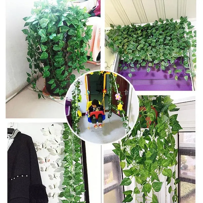 2 м длинные моделирование растений зеленых листьев искусственная Виноградная