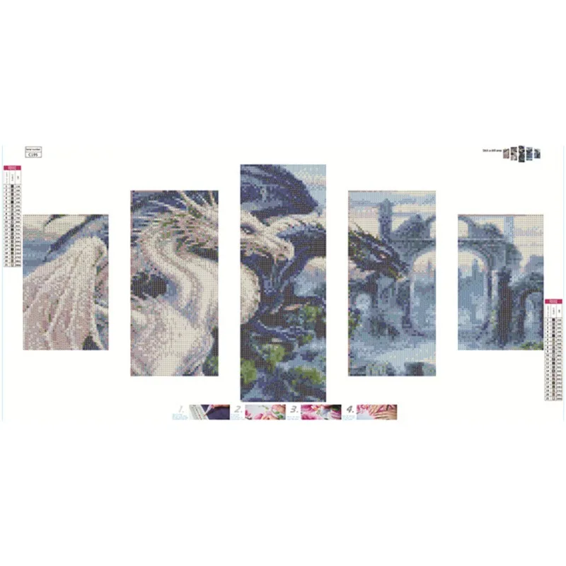 Алмазная мозаика 5D сделай сам картина с изображением дракона комбинированная