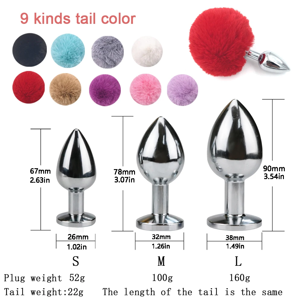 7 inch electroplating bullets women's vibrator rabbit tail silicone anal plug stainless steel matte adult sex products | Красота и