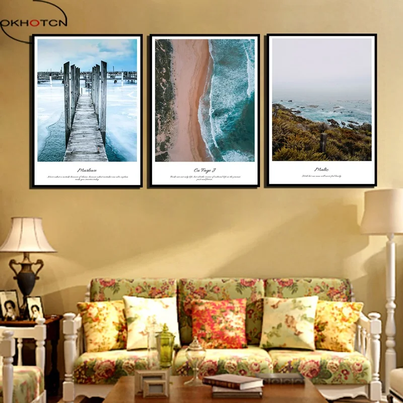 

OKHOTCN Unframed Natural Landscape Wall Art Posters And Prints Modern Canvas Painting Nordic Pictures For Living Room Decoration