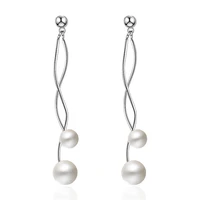 pure 925 sterling silver pearl women tassels earring jewelry ladiesdrop earrings wholesale anti allergy