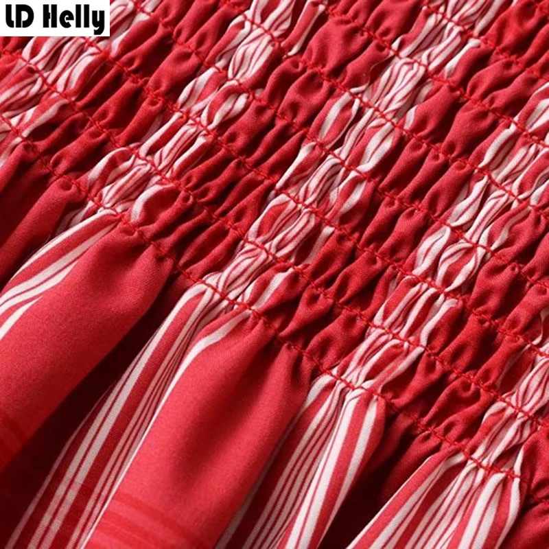 LD Helly Летний стиль 2018 женские блузки с открытыми плечами Топы новые полосатые