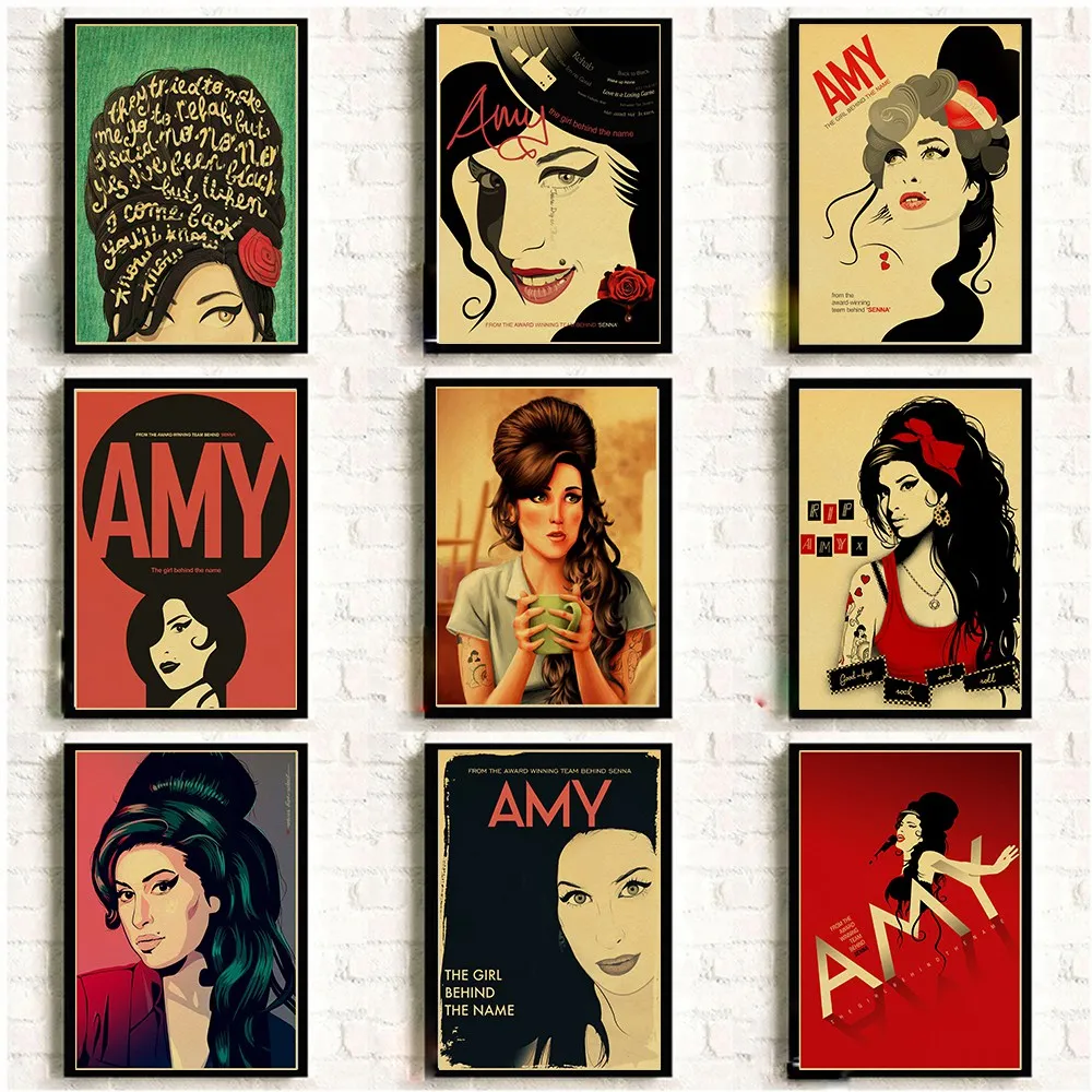 

Amy Winehouse Vinatge Poster Famous Music Singer Posters and Prints Kraft Paper Art Painting Home Room Decor Wall sticker