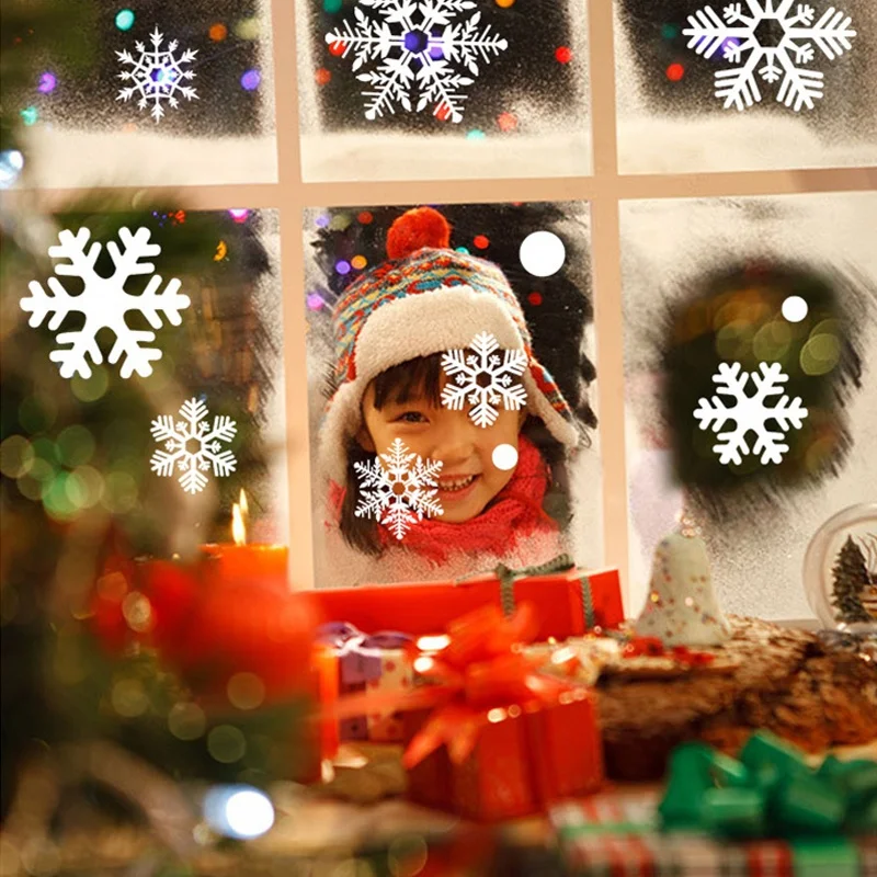 Новое поступление съемные рождественские снежные снежинки стикеры на стену