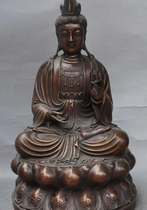 16 &quotкитайский буддизм бронзовый сиденья лотос богиня гуаньинь бодхисаттвы