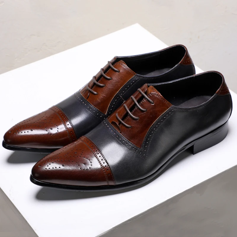 

Men leather shoes business dress suit shoes men brand Bullock genuine leather black slipon wedding mens shoes Phenkang 2020