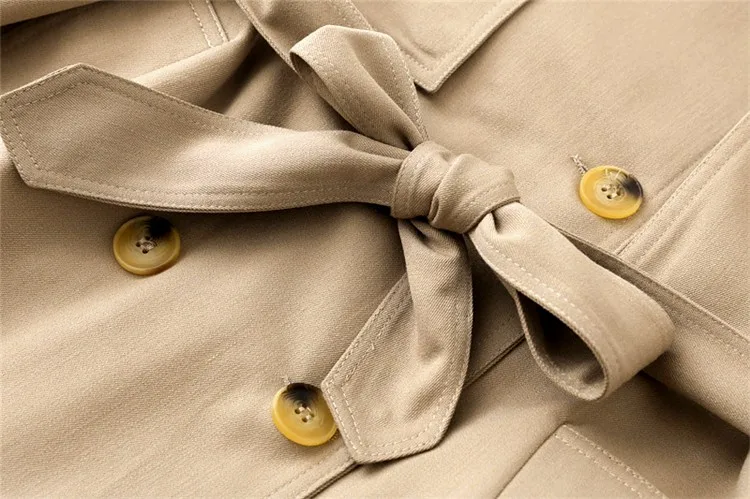 2018 Новый Женский Тренч Весна Осень Мода Повседневная хаки двубортная Длинная