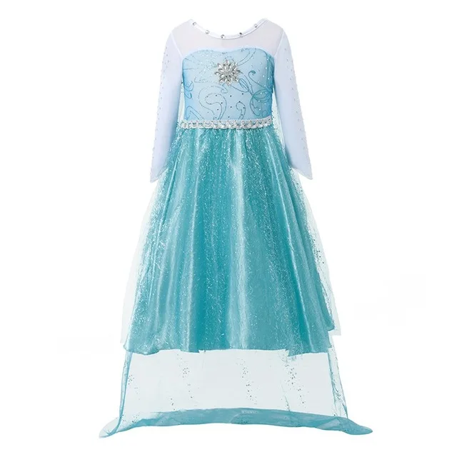 Elsa Dress-B Длинное платье Эльзы для детей с накидкой со снежинками; праздничная одежда принцессы Эльзы с длинными рукавами и блестками; нарядная одежда для девочек на день рождения и карнавал - Цвет: Elsa Dress-B