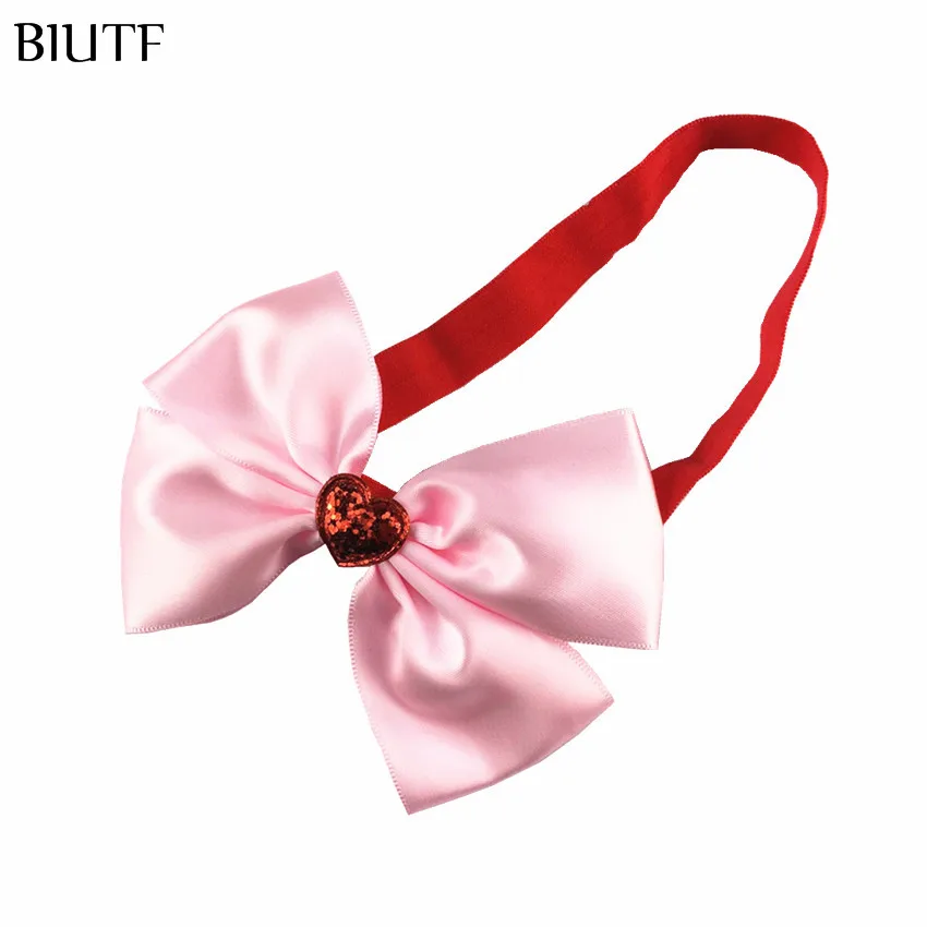 20 шт./лот 5 дюймов розовая сатиновая лента с бантом эластичная повязка на голову