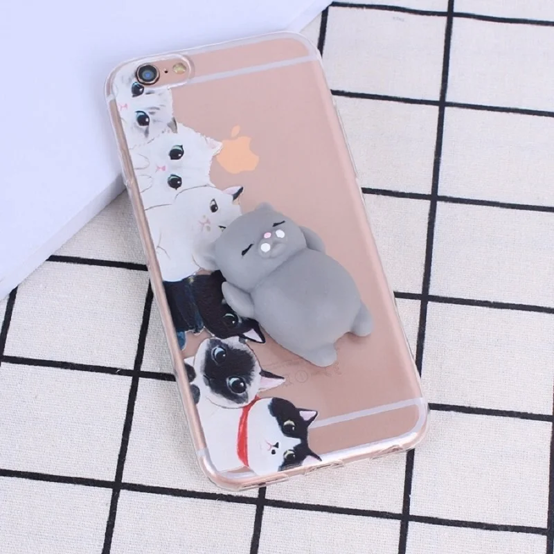 Мягкий чехол для телефона iPhone 5S 6 6S 3D милый мягкий силиконовый с пандой и кошкой 5 se