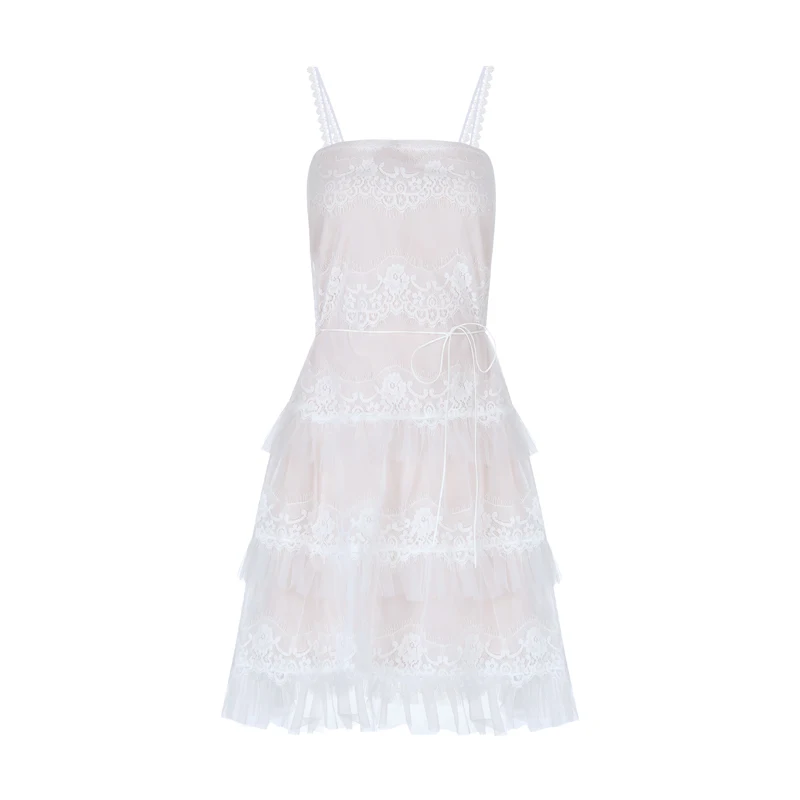 INDRESSME 2019 Новое Кружевное Сетчатое мини-платье на бретельках со шнуровкой в