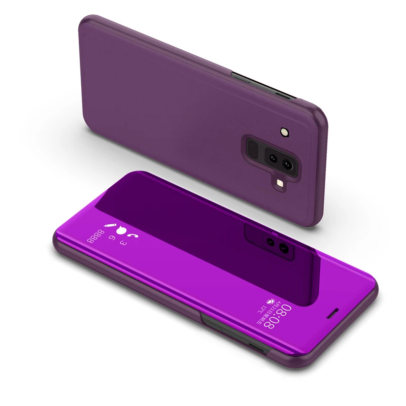 Зеркальный смарт чехол с откидной крышкой для Samsung Galaxy A6 A8 Plus 2018 бумажник J2 Pro J4 J6 J8
