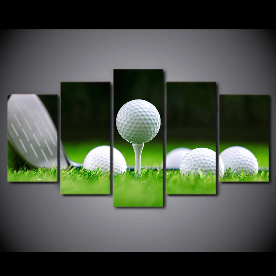 HD Printed 5 Piece Canvas Art Golf Course Painting Balls Modular Wall Pictures Decor Framed Free Shipping CU-2097C | Дом и сад