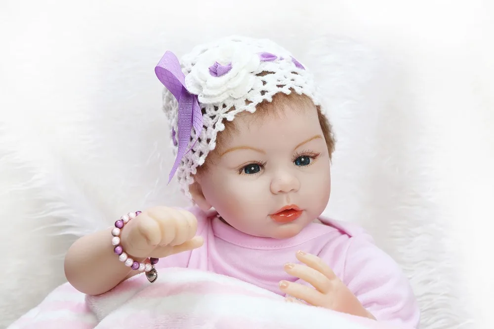 Реалистичная кукла реборн мягкая силиконовая младенец из мохера с корнем