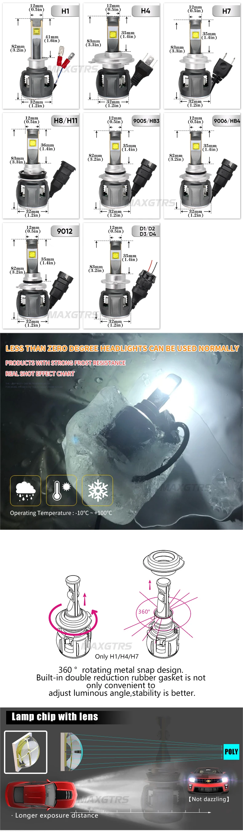 2x H7 H4 светодиодный H8/H11 HB3/9005 HB4/9006 H1 9012 D1 D2 D3 D4 Автомобильный светодиодный головной светильник 120 Вт 12000lm Авто лампы фары ETI Чип 6000K светильник