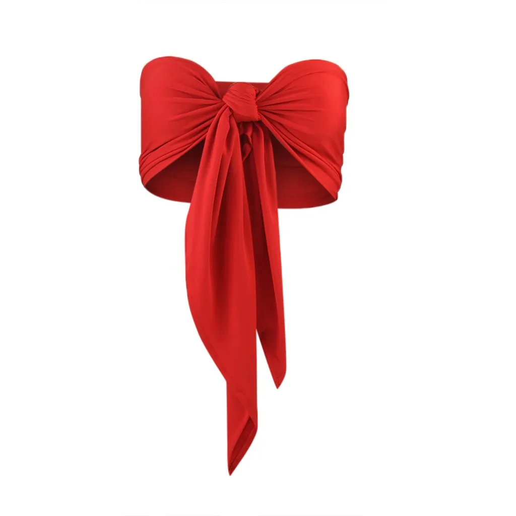 E Womail, женский бюстгальтер, модный, однотонный, сексуальный, крест, шнуровка, воротник, ленты, Холтер, без бретелек, Топики, летний, женский топ-труба, DEC22 - Цвет: E