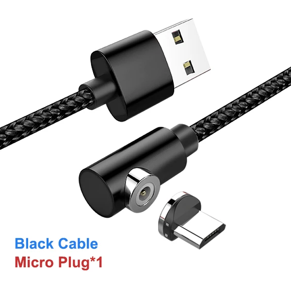 For Micro usb Black ACCEZZ Магнитный зарядный кабель освещение для iPhone X XR 7 XS Plus samsung S6 S7 huawei type-C Магнит Micro USB зарядный кабель 2 м - Цвет: For Micro usb Black