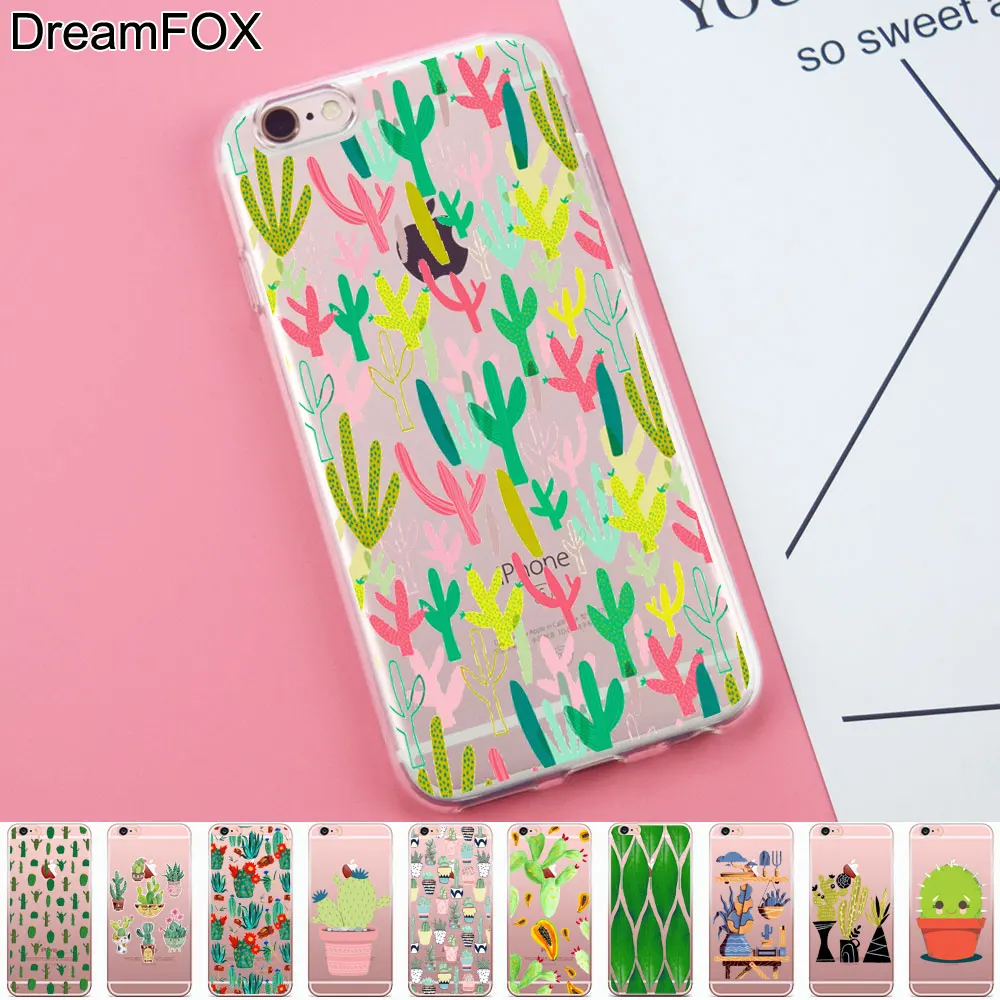 DREAMFOX K266 кактус листья Мягкий ТПУ силиконовый чехол для Apple iPhone 11 Pro X XR XS Max 8 7 6 6S Plus 5