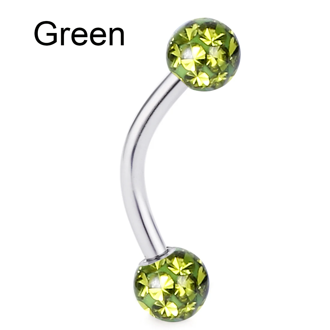 Green Color 1 шт. эпоксидной Кристалл Ferido мяч кольца для губ изогнутая гантель из нержавеющей стали для бровей Пирсинг для тела ювелирные изделия для Для женщин девочек MD08 - Окраска металла: Green Color