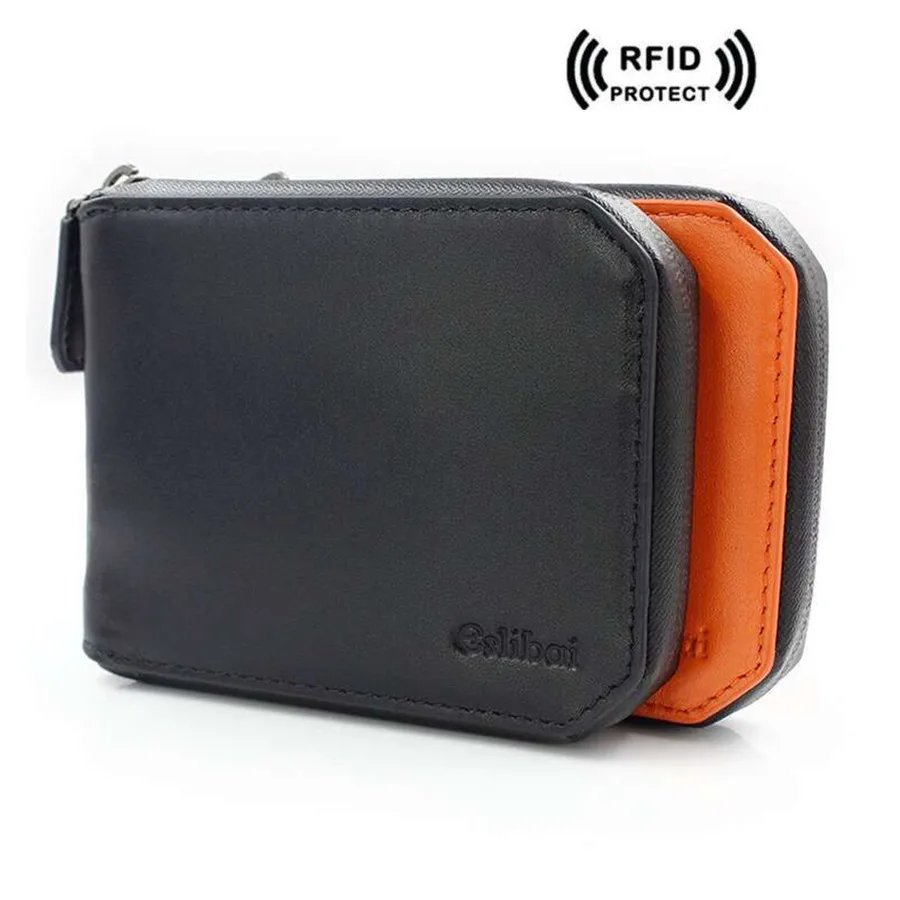 Мужской кошелек с блокировкой Rfid кожаный из натуральной кожи короткий