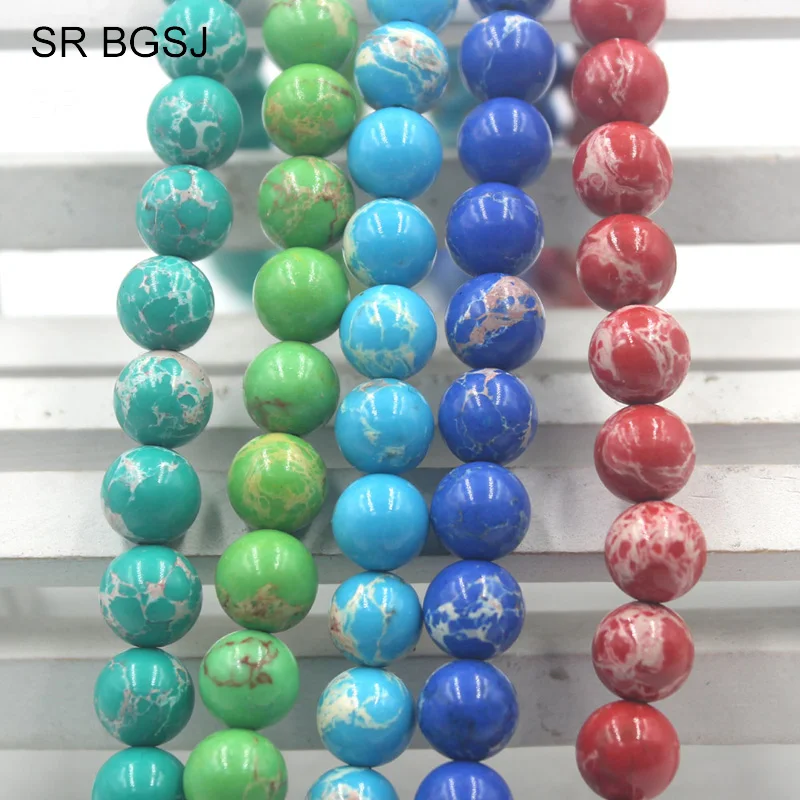 

Free Shipping 6-12mm 5 Colors Round Stone Beads Sea Sediment Jaspers Jewelry Accessories Gems Beads Strand 15"