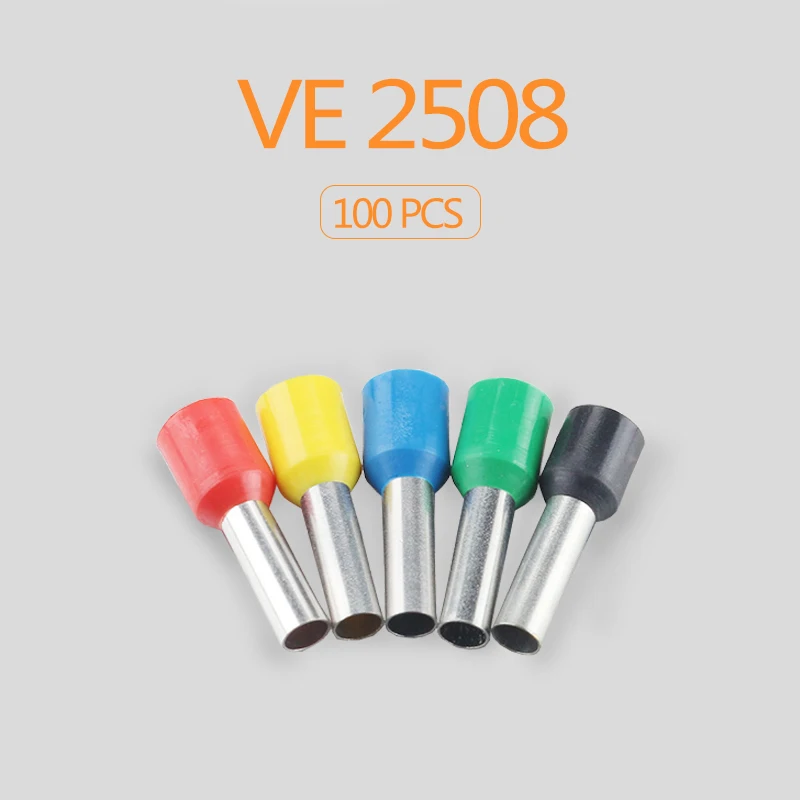 VE2508 изоляционные клеммы 2.5MM2 100 ⑤ упак. Кабельный соединитель изолирующий