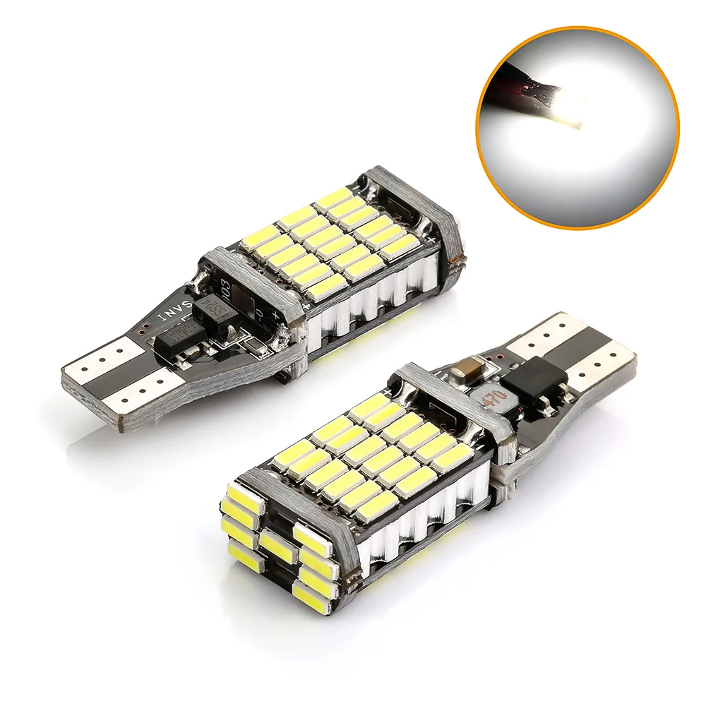 

2 шт. светодиодный лампы Задний фонарь T15 W16W 45SMD Авто Дверные огни Боковой габаритный фонарь освещения номерного знака светодиодный лампы 6000K...