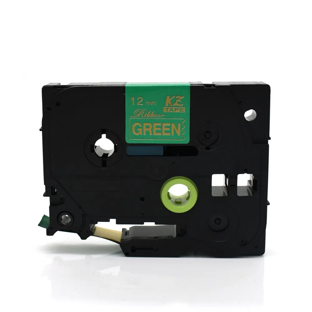 CIDY TZe-RG34 для TZe атласная лента совместимая с Brother P Touch 12 мм * 4 м золотая на зеленой