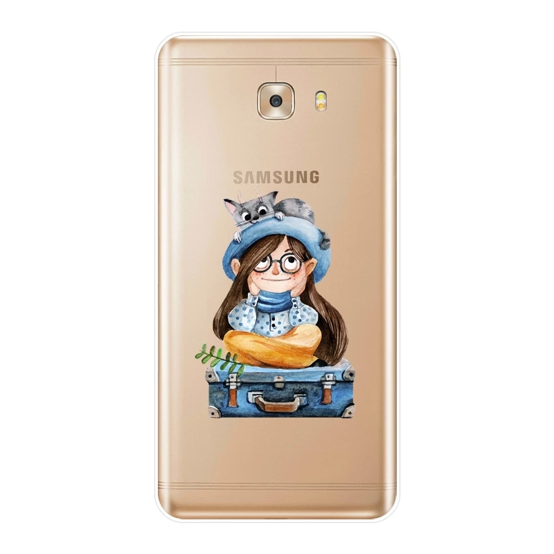 Мягкий чехол для телефона Samsung Galaxy C9 C7 C5 Pro мультяшная девушка Kawaii Kpop силиконовая