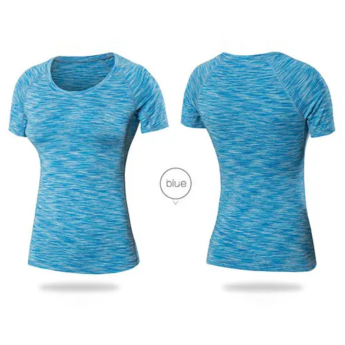 yoga t shirt blue Быстросохнущий комплект для йоги из 3 предметов, облегающий сексуальный топ для тренировок, спортивный костюм, рубашка для бега, леггинсы, штаны, спортивный бюстгальтер, женский спортивный костюм - Цвет: yoga t shirt blue