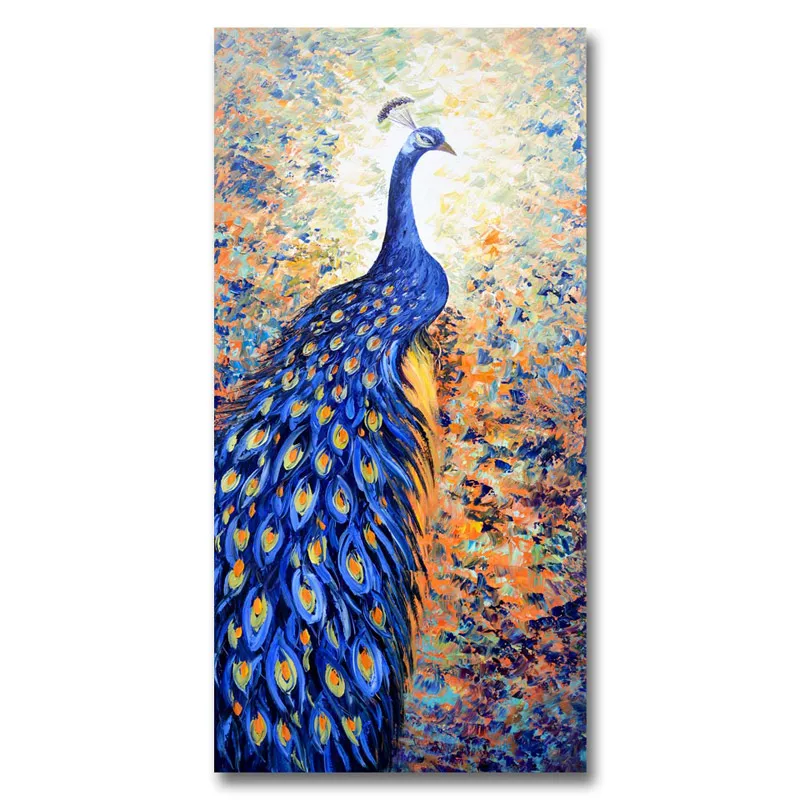 FOOCAME Animal Blue Peacock Artwork Posters and Prints Art Canvas Painting Modern Home Decor Wall Pictures For Living Room | Дом и сад
