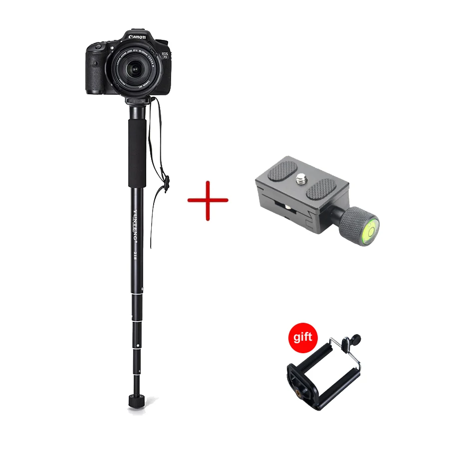 Регулируемый 5 секционный алюминиевый монопод для камеры и быстроразъемный