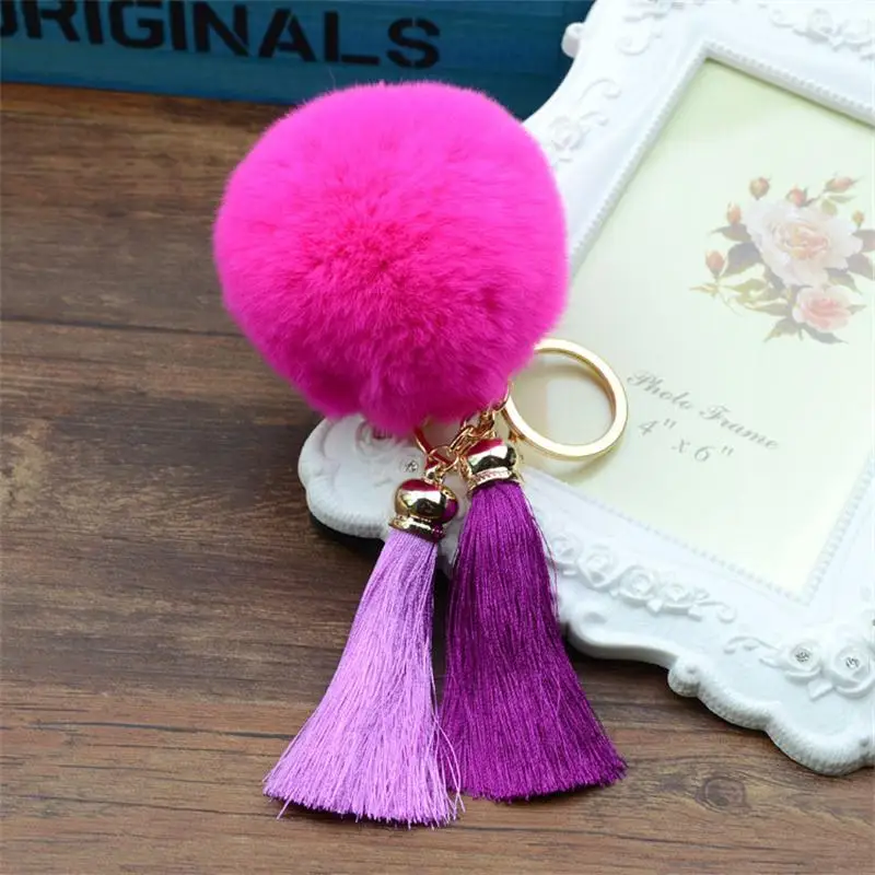 Новое поступление 2019 прелестный мех кролика мяч подарочная упаковка llaveros mujer