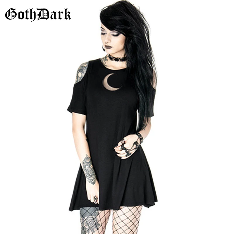 Женское платье с вырезом Goth Dark, винтажное плиссированное платье, модное сексуальное элегантное платье в стиле Харадзюку, на лето